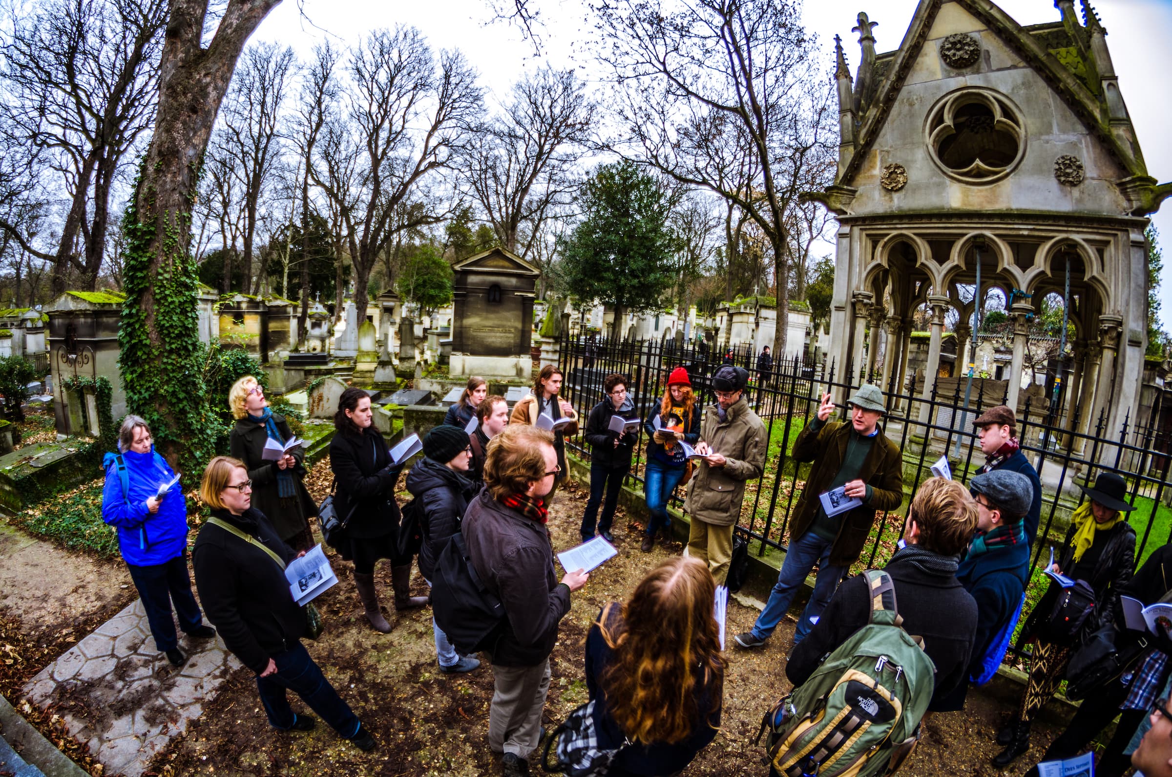 Visiting the grave of Heloise and Abelard at Père Lachaise Cemetery