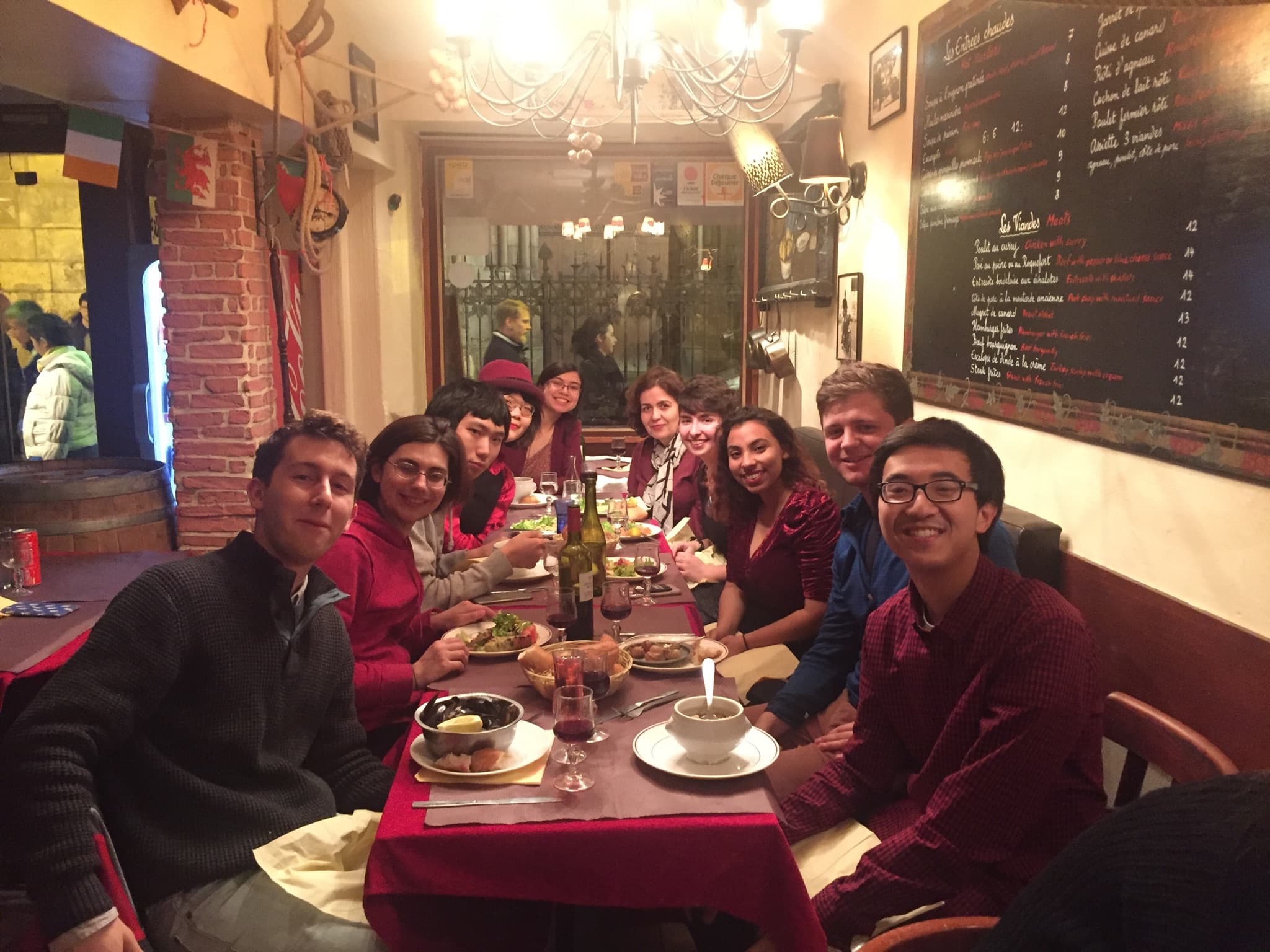 Students celebrate New Year's Eve with a Parisian feast