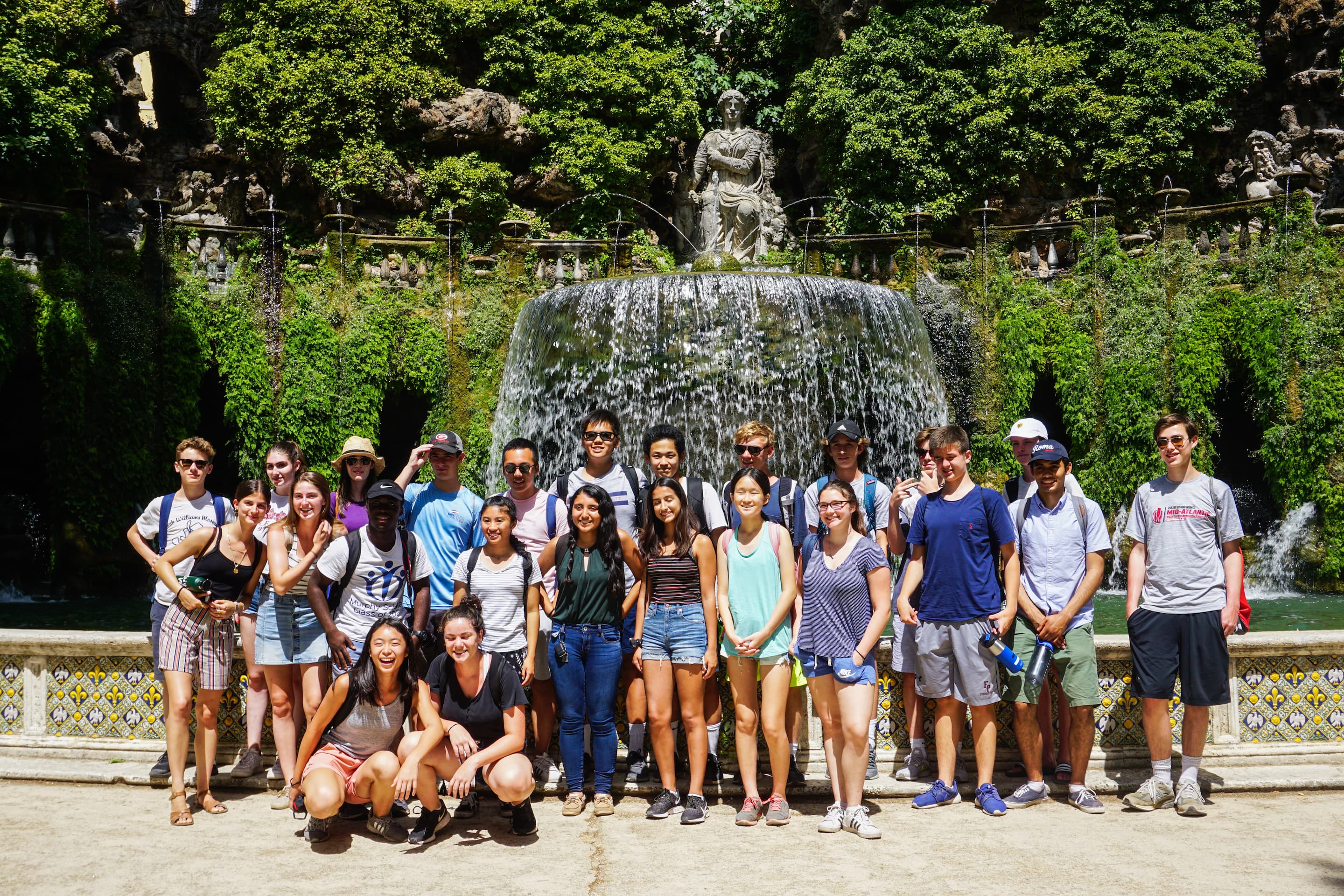 The group visits the Villa D'Este in Tivoli