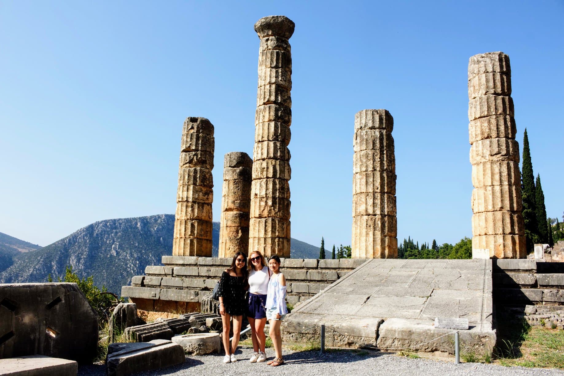 Consulting the oracle at the Temple of Apollo in Delphi