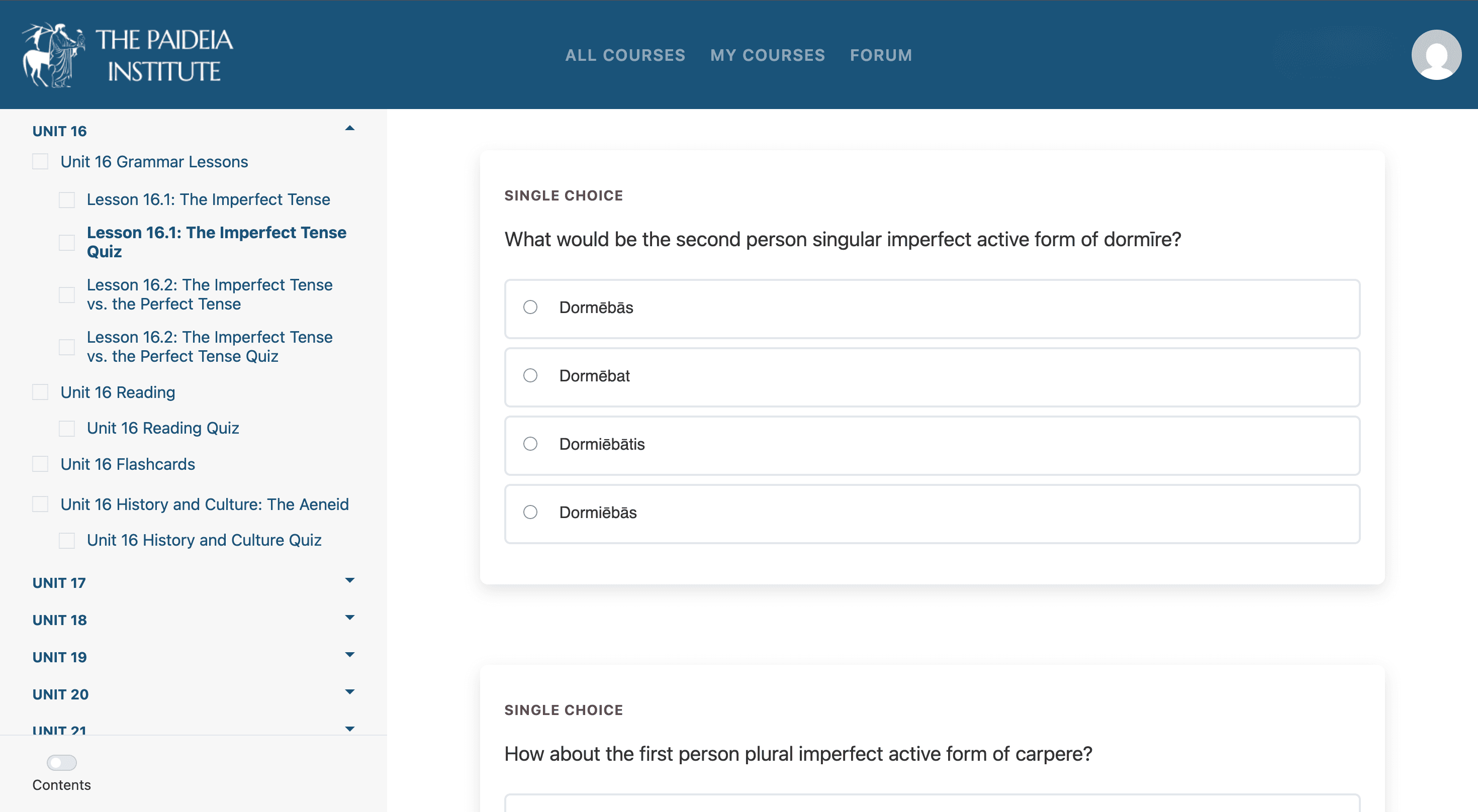 Built-in quizzes